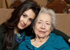 Elder female and caregiver female